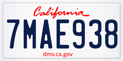 CA license plate 7MAE938