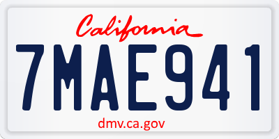 CA license plate 7MAE941