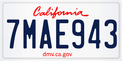 CA license plate 7MAE943