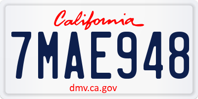 CA license plate 7MAE948