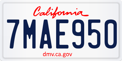 CA license plate 7MAE950