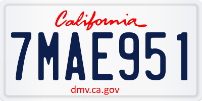 CA license plate 7MAE951