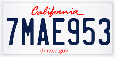 CA license plate 7MAE953