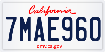 CA license plate 7MAE960