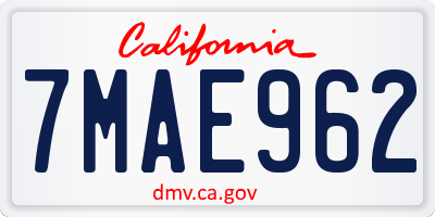 CA license plate 7MAE962