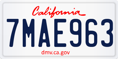 CA license plate 7MAE963