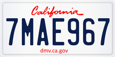 CA license plate 7MAE967