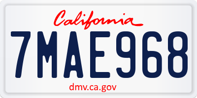 CA license plate 7MAE968