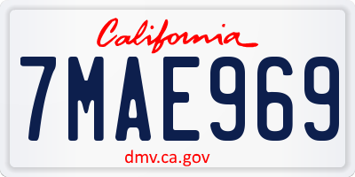 CA license plate 7MAE969