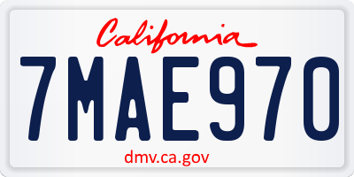 CA license plate 7MAE970