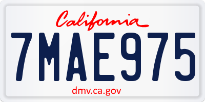 CA license plate 7MAE975