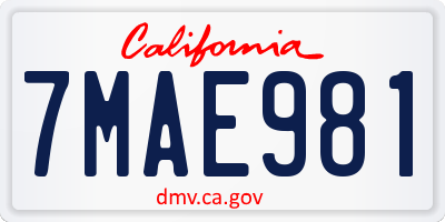 CA license plate 7MAE981