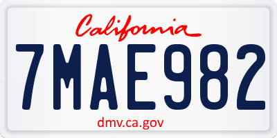 CA license plate 7MAE982