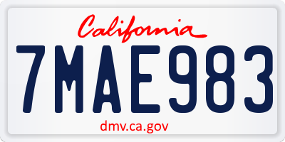 CA license plate 7MAE983