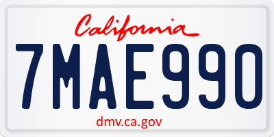 CA license plate 7MAE990