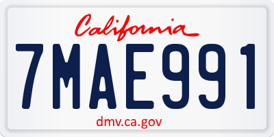 CA license plate 7MAE991