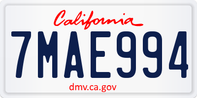 CA license plate 7MAE994