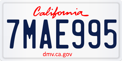 CA license plate 7MAE995