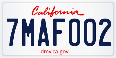 CA license plate 7MAF002