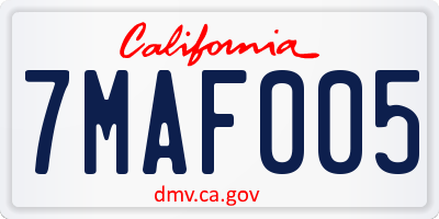 CA license plate 7MAF005