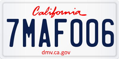 CA license plate 7MAF006