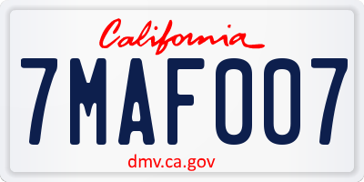 CA license plate 7MAF007