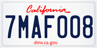 CA license plate 7MAF008