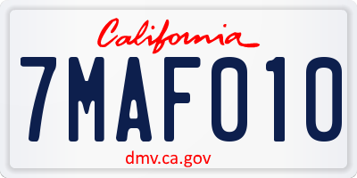 CA license plate 7MAF010