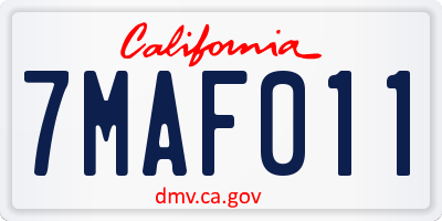 CA license plate 7MAF011