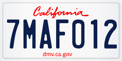 CA license plate 7MAF012