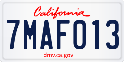 CA license plate 7MAF013