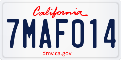 CA license plate 7MAF014