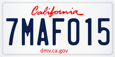CA license plate 7MAF015