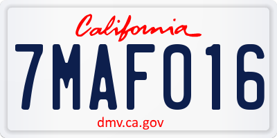 CA license plate 7MAF016