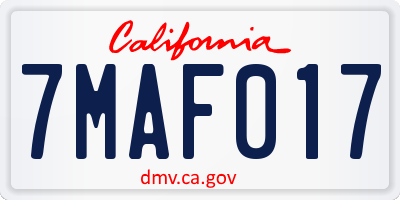 CA license plate 7MAF017