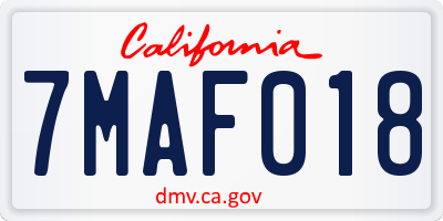 CA license plate 7MAF018