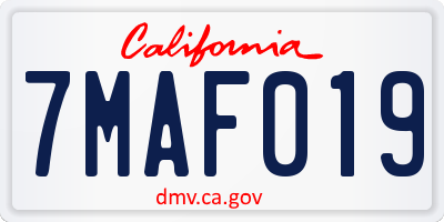 CA license plate 7MAF019