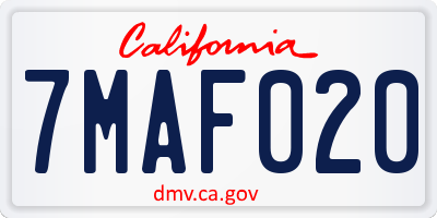 CA license plate 7MAF020
