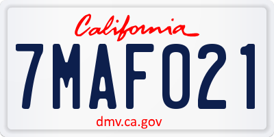 CA license plate 7MAF021