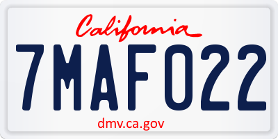 CA license plate 7MAF022