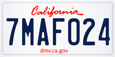 CA license plate 7MAF024