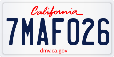CA license plate 7MAF026
