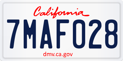 CA license plate 7MAF028