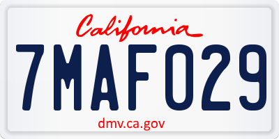 CA license plate 7MAF029
