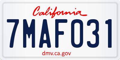 CA license plate 7MAF031