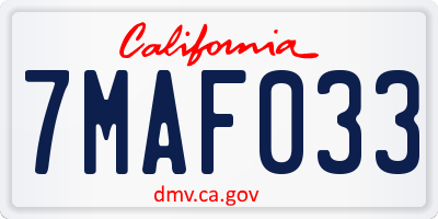CA license plate 7MAF033