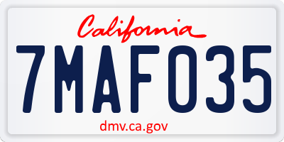 CA license plate 7MAF035