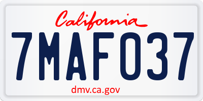 CA license plate 7MAF037