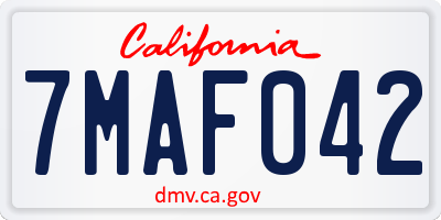 CA license plate 7MAF042