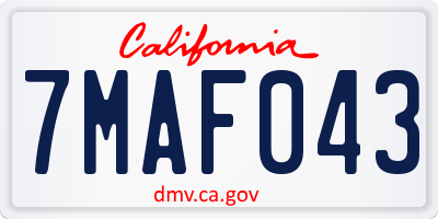 CA license plate 7MAF043